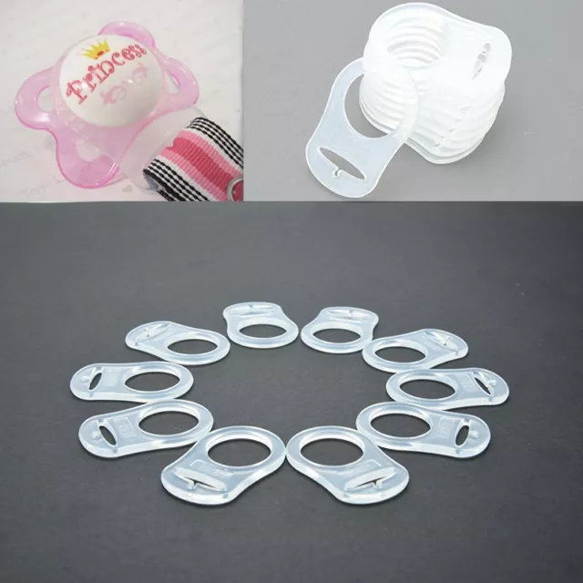10x anillo de silicona adaptador clip cadenas de chupete transparente soporte del chupete DE