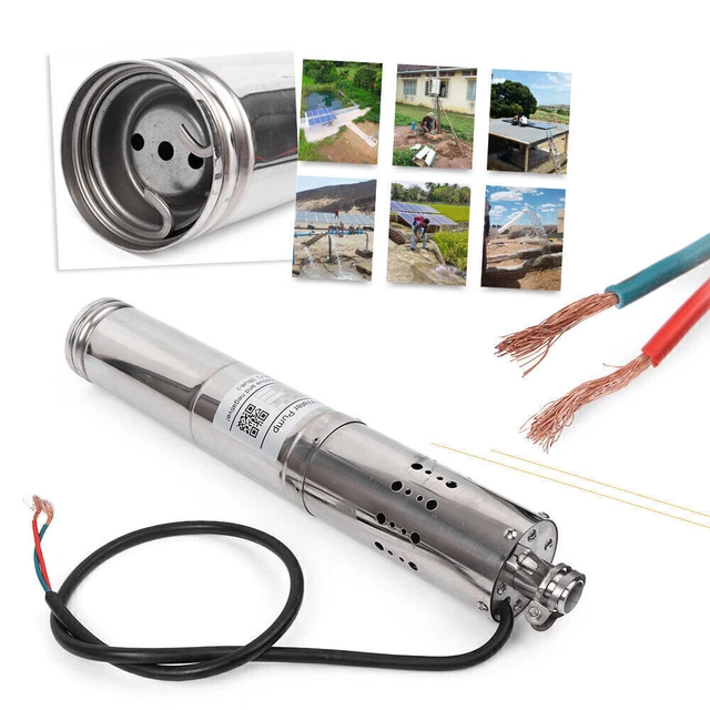Pompa solare ad acqua 750 W 24 V 2m3/h DC foro sommergibile nuovo