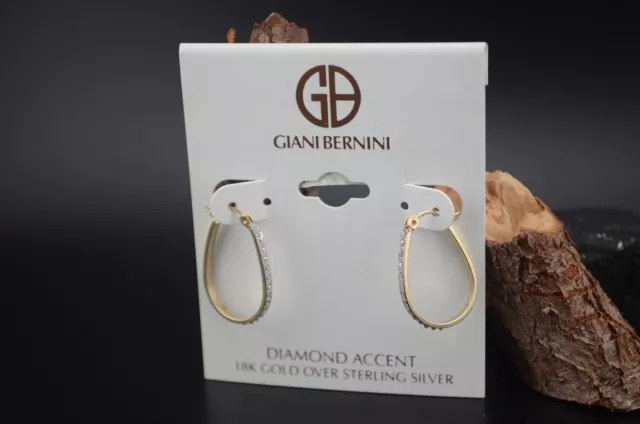 Giani Bernini  17mm Dia Hoop Earrings 18K Gold Over Sterling Silver Metal Tower 3