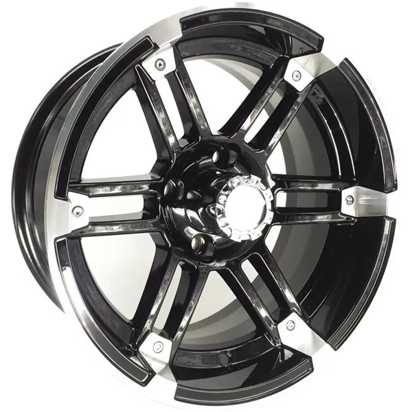 Black w/Machined 12x7, 4/4, 3+4 Ocelot E113 Golf Cart Wheel - 847-127113-02