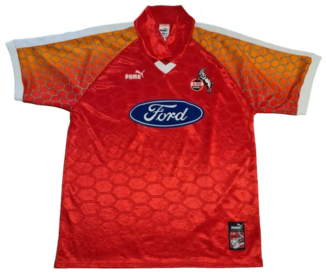 1.FC Köln Trikot Saison 1997/98 Gr. XXL Puma Ford Wabentrikot Orange