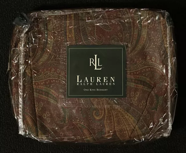 New Ralph Lauren Home Great Barrington Paisley King Bedskirt Sateen Cotton Rare