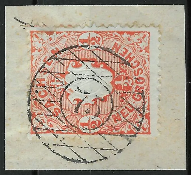 Sachsen Nummernstempel ~ N75 Oederan ~ MiNr. 15 ~ 1/2 Ngr.