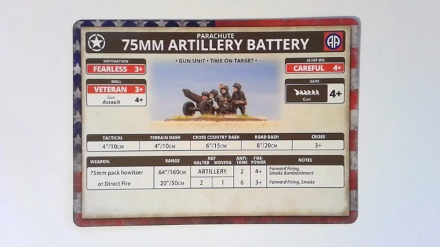 Flames Of War Replacement Card - Parachute 75mm Artillery Battery u304