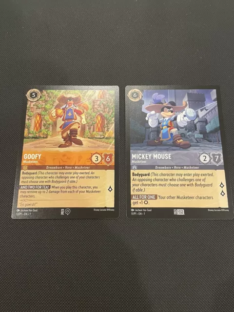 Disney Lorcana Musketeer Set Mickey Mouse (Gen Con) and Goofy (Gamescom) - US