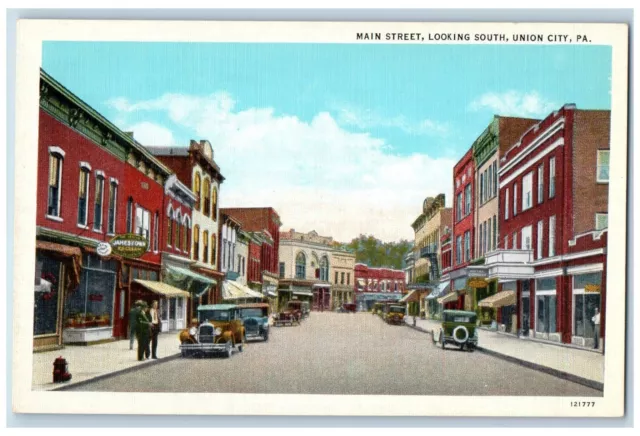 Union City Pennsylvania Postcard Main Street Looking South c1940 Vintage Antique
