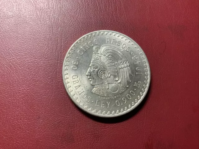 Mexiko 5 Pesos 1948 Silber