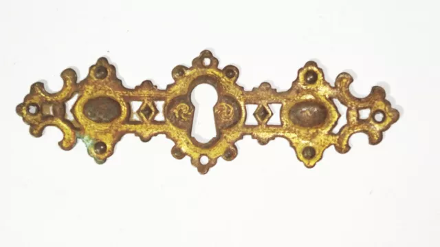 Ancient Art Nouveau Brass Furniture Fitting Keyhole Um 1900