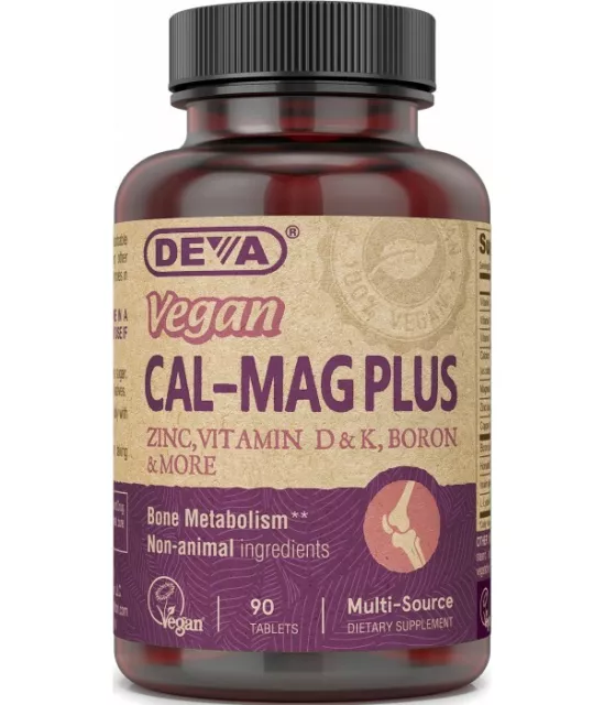 DEVA - Cal Mag Plus - Calcium Magnesium Zinc Vitamin C Vegan 90tabs - EXP 9/2025