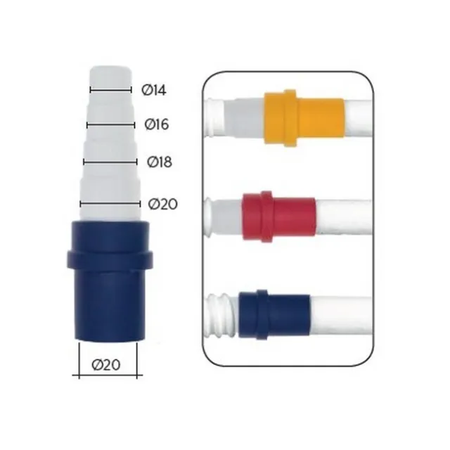Raccordo adattatore tubo rigido Ø 20 mm passaggio tubo flessibile per scarico c