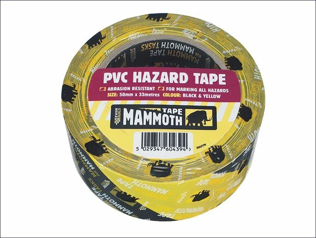 Everbuild - PVC Hazard Tape Black / Yellow 50mm x 33m