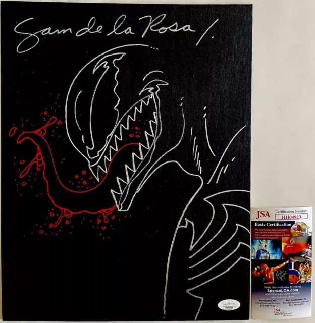 Sam de la Rosa Signed Sketched Marvel Venom 11x14 Canvas Art Autograph JSA COA