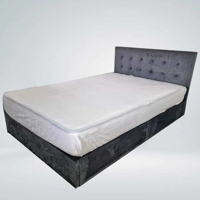 VELVET BED FRAME Plush Fabric Upholstered Ottoman Storage 4Ft Bed with