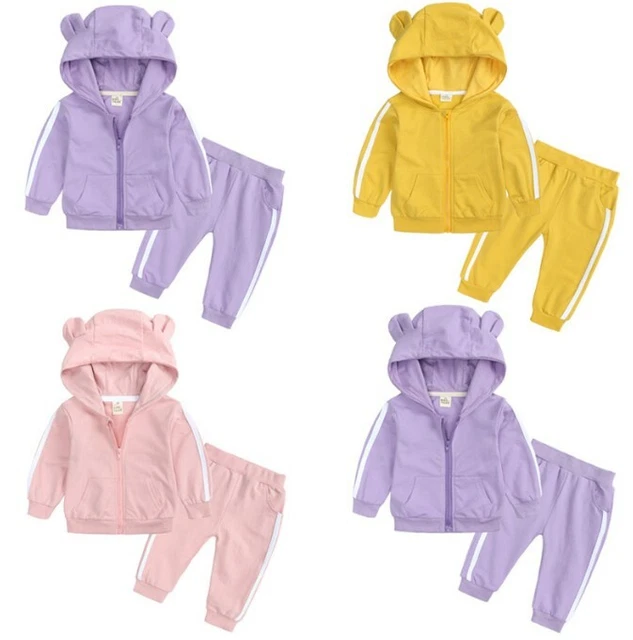2 pz tuta sportiva bambina ragazzo manica lunga top con cappuccio pantaloni vestiti