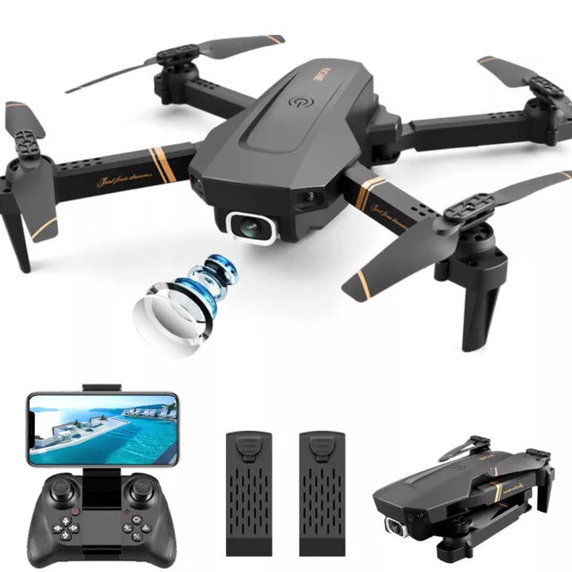 4K HD Drone Dual Camera WIFI FPV Foldable 3 Batteries Selfie RC Quadcopter + Bag