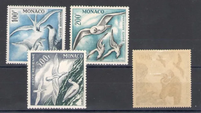 1955 MONACO, Uccelli - Birds, Posta Aerea 55/58 - 4 valori - MH* - Linguellato