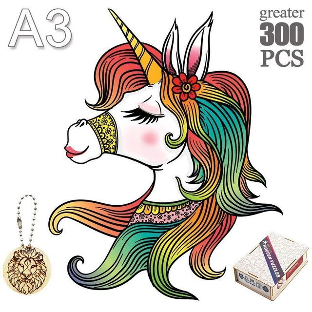 Unicorn Shape Jigsaw Puzzle Adults Kids Birthday Gifts Toys Educational Games 3