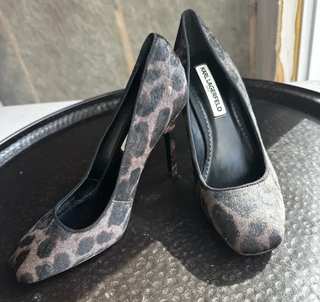 KARL LAGERFELD Paris Maki Leopard-Print Fur Pumps (Size 8) - MSRP $129.00!