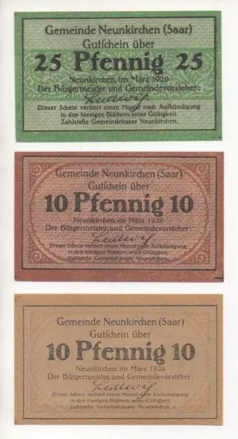 NOTGELD - NEUKIRCHEN - 3 different notes (N033) (USA) N033