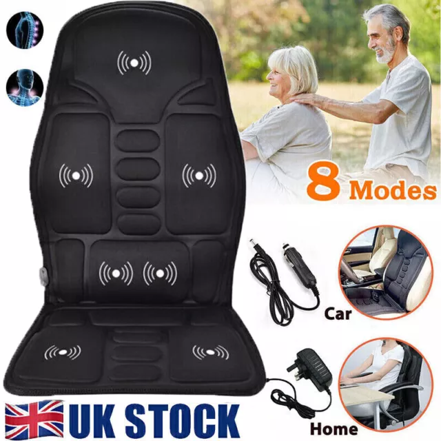 8 Mode Massage Seat Cushion W/ Heated Back Neck Massager Chair For Home & Car UK