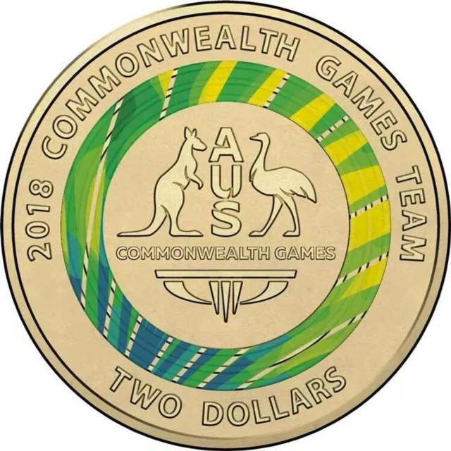 2018 $2 Green Commonwealth Games Coat of arms gold coast Two Dollar Coin CIRC