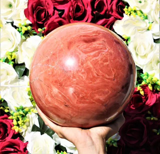 Huge 215MM Pink Bustamite Stone Aura Metaphysical Meditation Chakra Power Sphere