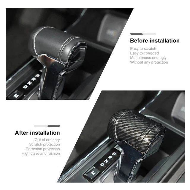 thumbnail image 2 of CheroCar Carbon Fiber Grain Gear Shift Knob Cover Trim For Chevrolet Camaro 2010-2015 – 2-Piece Set, Easy Install, Interior Decor 2 of 5