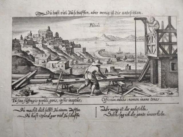 1678 Daniel Meisner Copper Engraving View Of Pozzuoli Puteoli Kingdom Of Naples 2