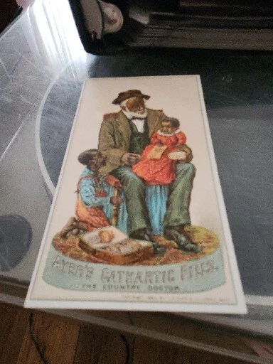 AYER'S CATHARTIC PILL THE COUNTRY DOCTOR AFRO AMERICAN CARD VINTAGE 1883 Black