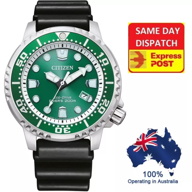 $316.57 PicClick MARINE AU Watch Mens Eco-Drive CITIZEN 200M Green PROMASTER Dial - BN0158-18X Divers