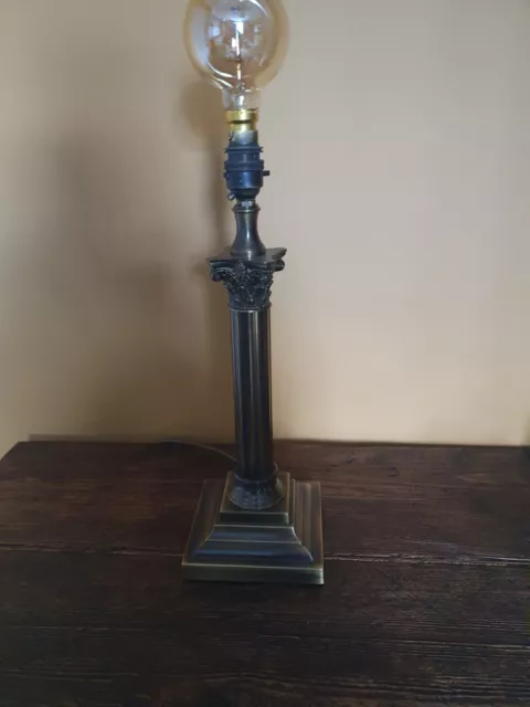 brass corinthian column table lamp vintage