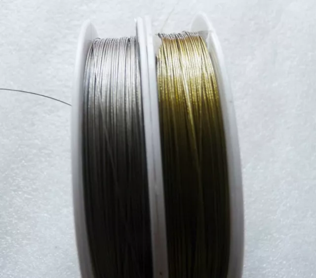 5Y Tiger Tail Beading Cord Gold/Silver Tone 0.35mm Coated Stainless Steel Wire