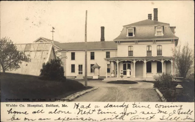 Belfast ME Waldo Co Hospital c1905 Real Photo Postcard