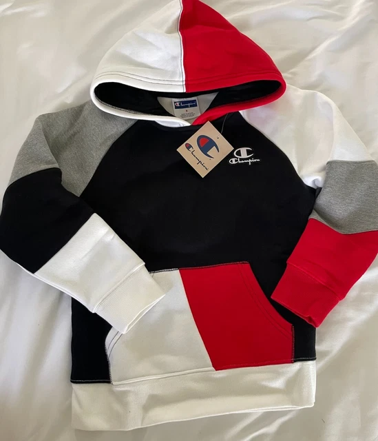 Champion Kid's C Life Colorblock "Black/Red" Hoodie Size Small New Rare Comfy