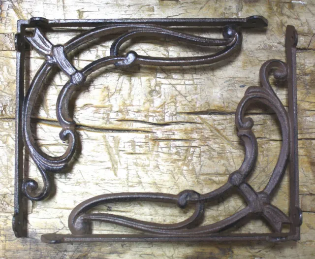 4 Cast Iron Antique Style VICTORIAN SCROLL Brackets Garden Braces Shelf Bracket