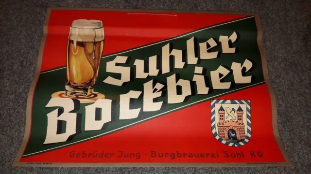 Altes Plakat Poster Suhler Bockbier Geb. Jung Burgbrauerei  Reklame 1961 Bier