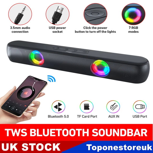 PORTABLE RGB WIRELESS Bluetooth TWS Speaker Computer Speakers Soundbar ...
