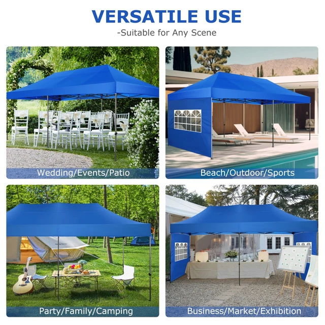 Pavillon 3x6m Wasserdicht Partyzelt Festzelt Gartenzelt UV-Schutz 6 Seitenteile