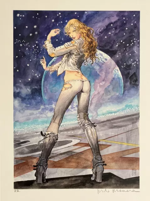 Milo Manara Druck - Barbarella 28,5 x 38 cm  Signiert P.A.