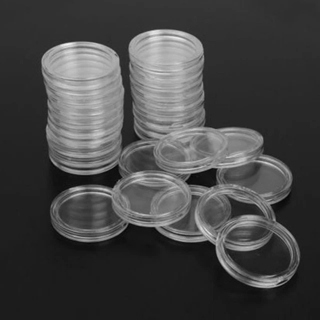 Boîtes De Rangement Pour Pièces De Monnaie 100 Pcs | 5 Tailles De Joints (20 à 40 Mm) | Organisateur Collection Pièces Transparent