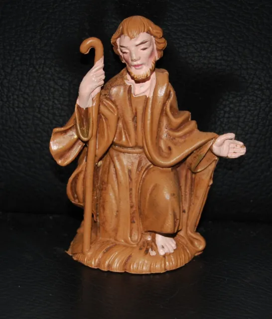 Alte Krippenfigur Heiliger Josef kniend ca. 8,5 cm Hart Plastik TALY