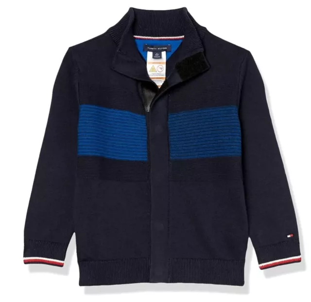 Tommy Hilfiger Boys Adaptive Full Zip Mockneck Sweater Magnetic Closure Sz. M