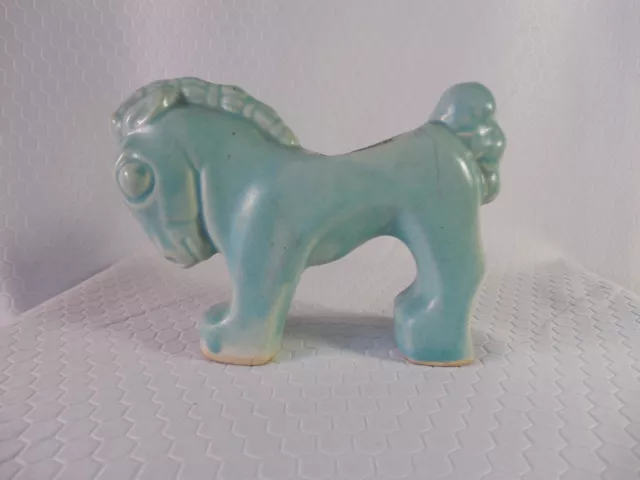 Brush McCoy Stretch Pottery Green / Aqua Stretch Horse Flower Holder Planter