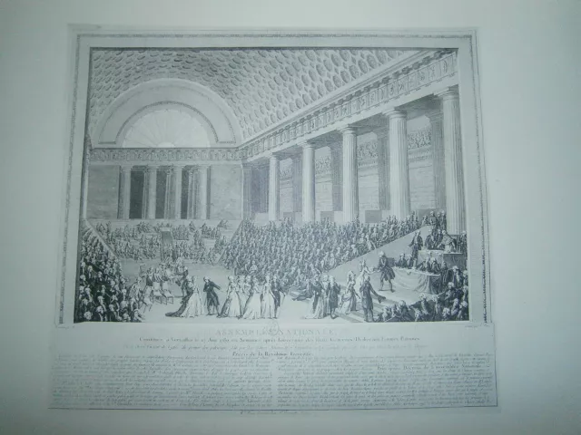 Planche gravure L'assemblé nationale d'aprés Borel