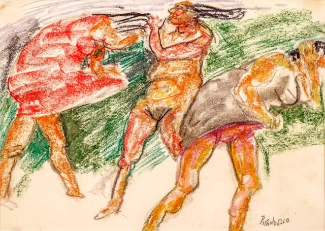 Fausto Pirandello | Bellissimo pastello su carta (20x28cm) del 1967 | Archiviato