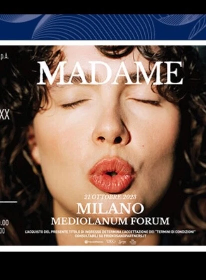 2 BIGLIETTI CONCERTO MADAME 21 ottobre 2023 ASSAGO SEDONDO ANELLO NUMERATO 