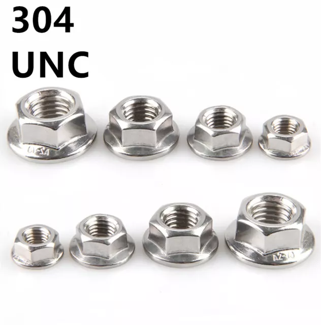 304 Stainless Steel Hex Flange Nuts Serrated Lock Nut 6# 8# 10# 1/4 5/16 3/8 1/2