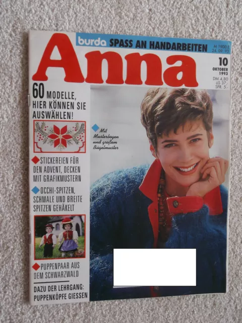 Anna; Burda - Spass an Handarbeiten; Heft 10/1993; komplett;  Kunststricken u.a.