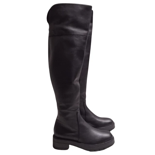 Bottes Aquazzura Whip It Cuir Noir Taille 5.5US - Bottes Hautes à Franges, Talons Hauts, Neuf Avec Boîte