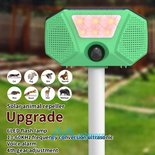 2023 Solar LED Ultrasonic Repeller for Repelling Cat Dog Raccoon Rabbit Squirrel
